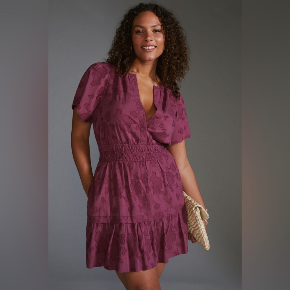 Anthropologie Plum Textured Mini Dress